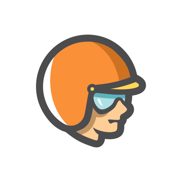 Motorcyclist. Racer in Helmet Vector icon Cartoon illustration - Vector, Imagen