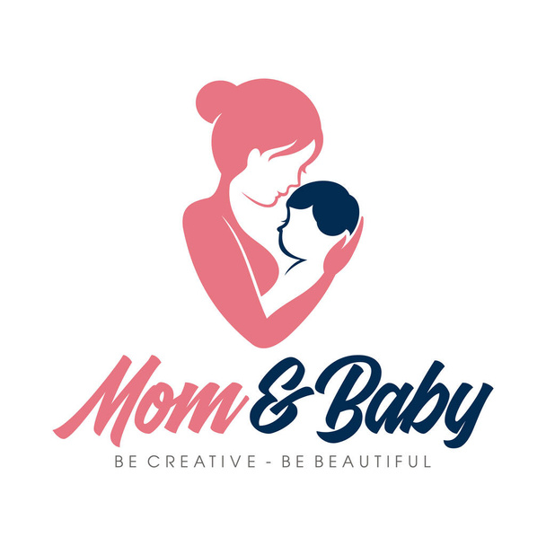 ママと赤ちゃんのロゴ。母子ベクトルロゴデザインテンプレート - ベクター画像