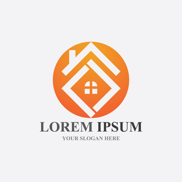 Logo domů, vlastnost a design stavebního loga - Vektor, obrázek