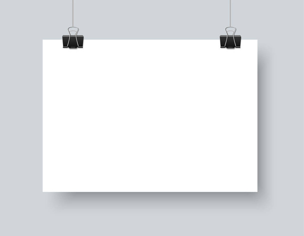 Реалистичный векторный белой бумаги A4 горизонтальный макет - Вектор,изображение