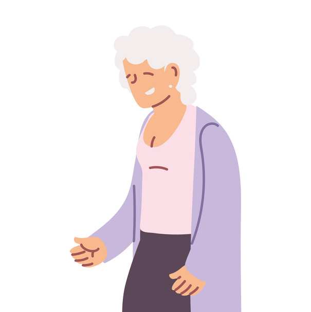 abuela anciana sonriendo dibujos animados
 - Vector, imagen