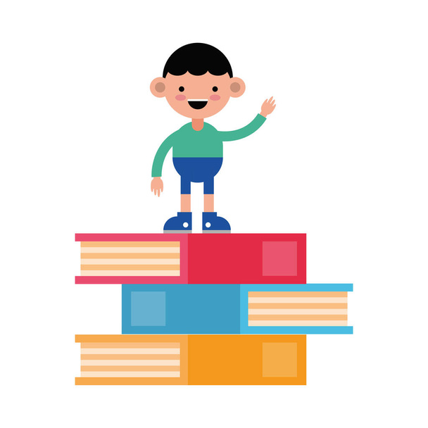 menino estudante com livros personagem cômico
 - Vetor, Imagem