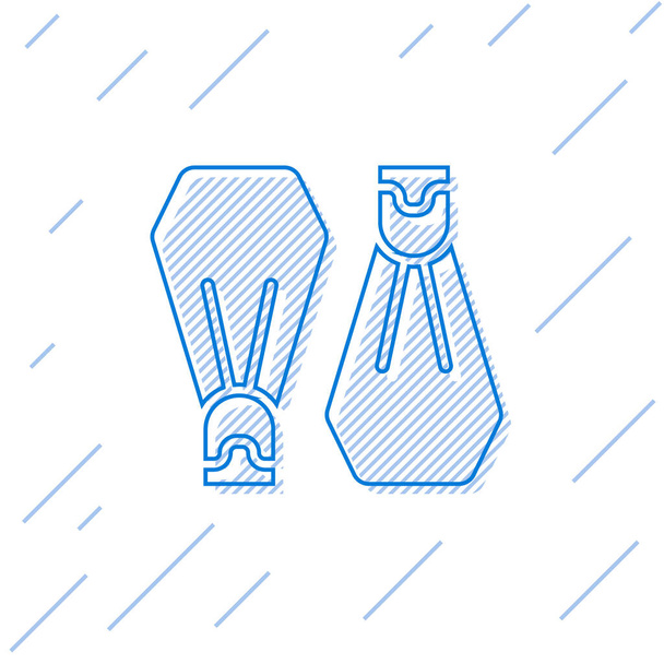 Ligne bleue Feuilles en caoutchouc pour icône de natation isolées sur fond blanc. Équipement de plongée. Le sport extrême. Équipement sportif. Vecteur. - Vecteur, image