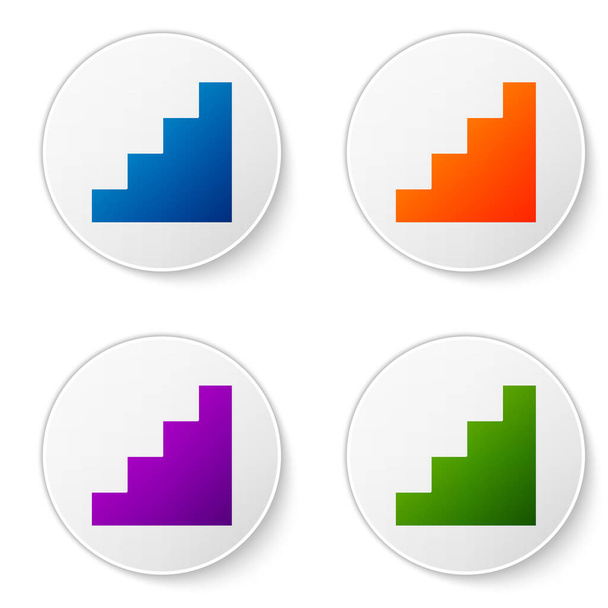 Color Staircase icon isolated on white background. Set icons in circle buttons. Vector. - Vector, Image