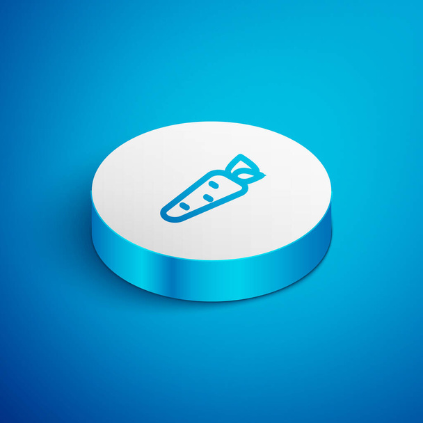 Isometric line Carrot icon isolated on blue background. White circle button. Vector. - Vector, Image