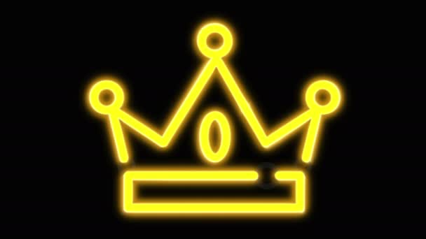 Анімація іконок Crown neon на чорному фоні, азартні ігри, казино або слот машина виграш концепція, петля анімації
 - Кадри, відео