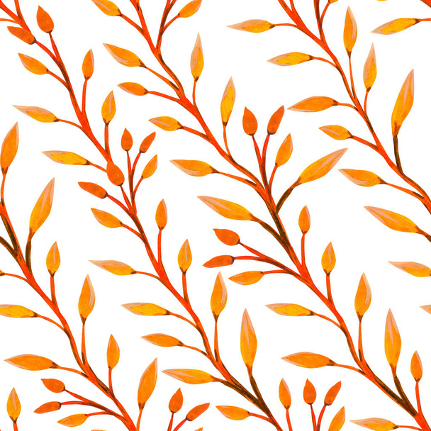 Branches on a white background. Watercolor seamless pattern. - Zdjęcie, obraz