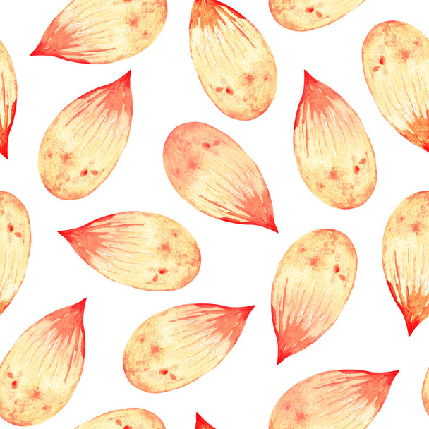 Blurry pink petals on a white background. Watercolor seamless pattern. - Foto, imagen