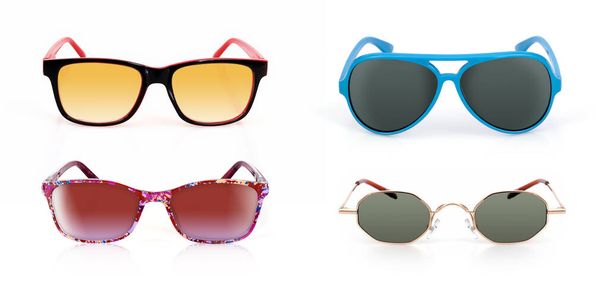 Set of sunglasses isolated on white background for applying on a portrait - 写真・画像