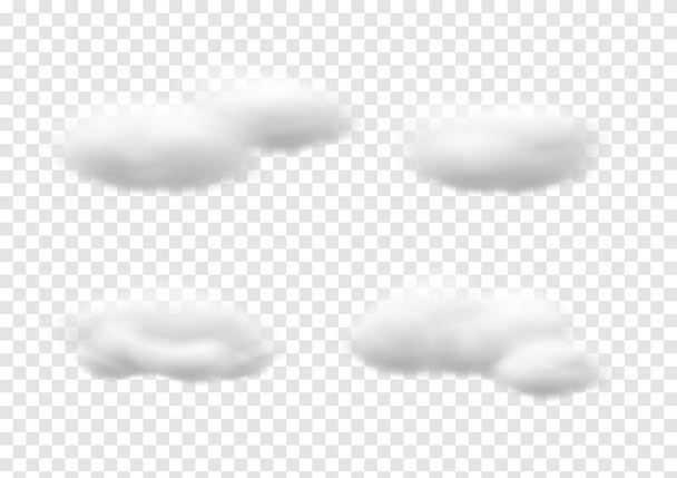Vetores de nuvens brancas realistas isolados em fundo de transparência, lã de algodão ep53 - Vetor, Imagem