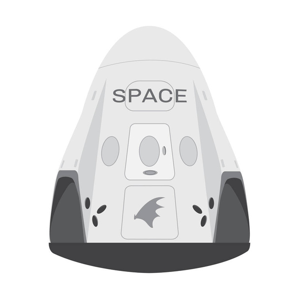 Космический корабль SpaceX, Crew Dragon 2019. Векторная ракета Falcon 9. Мультфильм для паутины, открытки, плакат, печать одежды. - Вектор,изображение