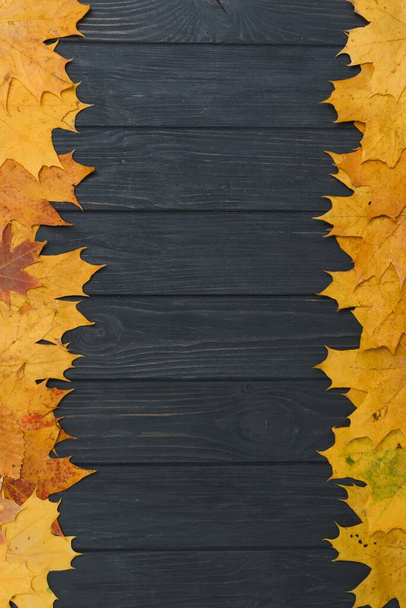 Autumn Leaves over wooden background.With copy space - Fotoğraf, Görsel