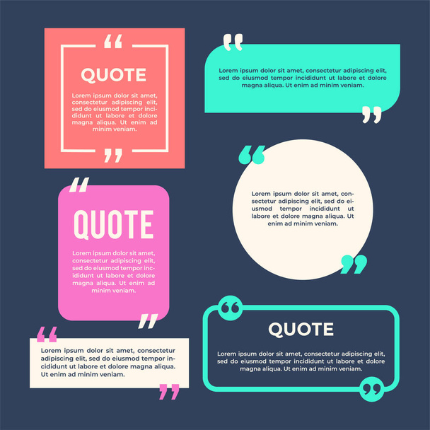 Collection quotes of vintage style frame template. Textbox isolated on color background. Vector illustration. - Vector, Image