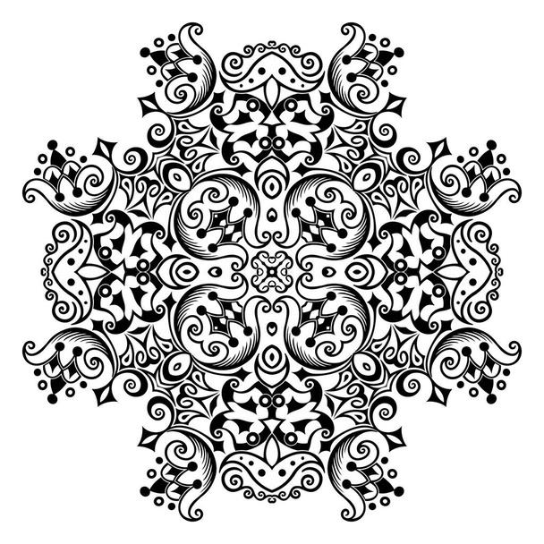 Vector abstract black color decorative floral ethnic ornamental illustration. - Wektor, obraz