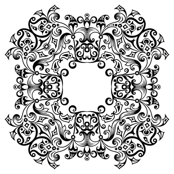 Vector abstract black color decorative floral ethnic ornamental illustration. - Вектор, зображення