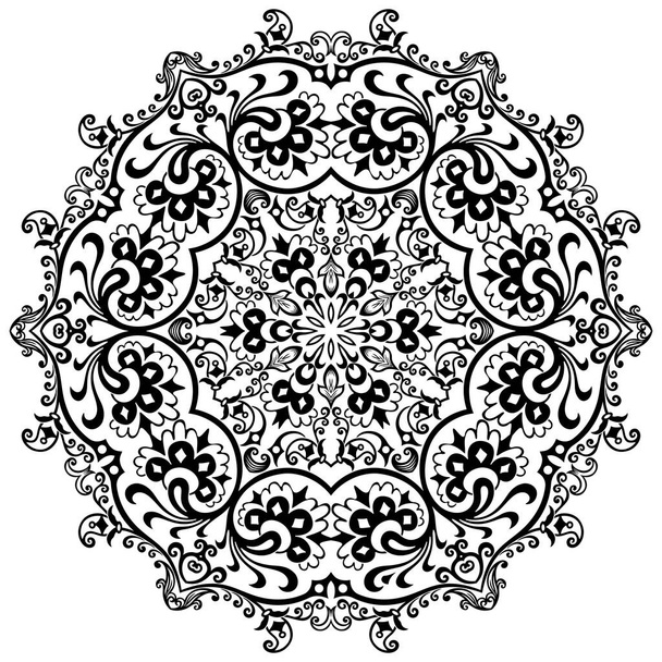 Vector abstract black color decorative floral ethnic ornamental illustration. - Vector, Image