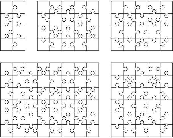 Illustration von vier verschiedenen weißen Puzzles, getrennte Teile - Vektor, Bild