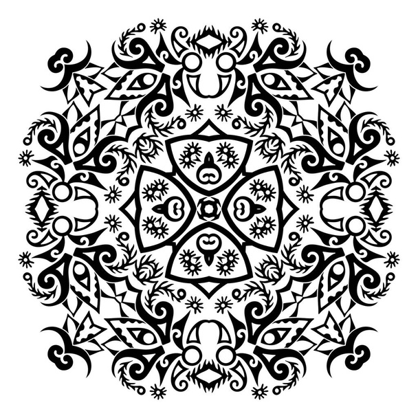 Vektor abstraktní černá barva dekorativní květinové etnické ornamentální ilustrace. - Vektor, obrázek