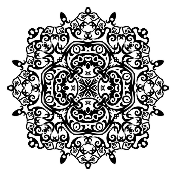 Vector abstract black color decorative floral ethnic ornamental illustration. - Vector, Image