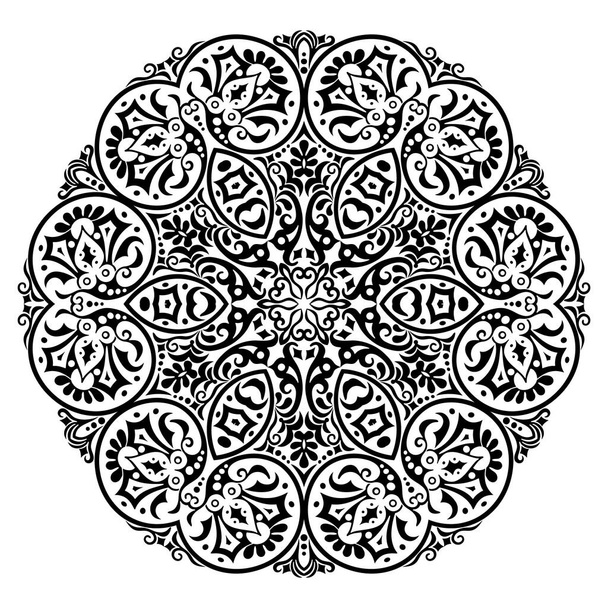 Vektor abstraktní černá barva dekorativní květinové etnické ornamentální ilustrace. - Vektor, obrázek