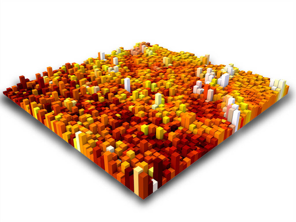 3D render of an abstract landscape of extruding cubes - Photo, Image