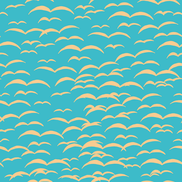 青い背景のカモメのエンドレスパターン - ベクター画像