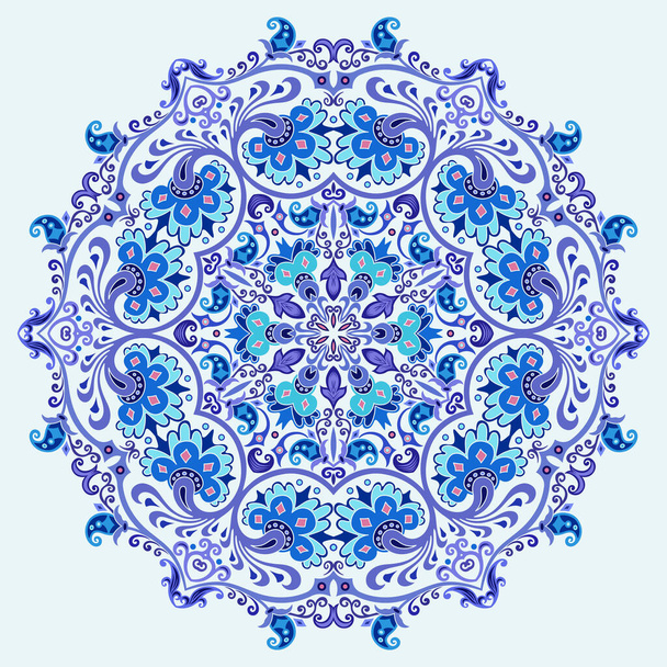 Vector abstract blue decorative floral ethnic ornamental illustration. - Vector, Image