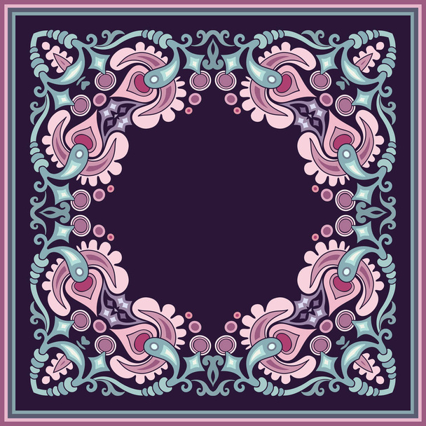 Vector abstract decorative floral ethnic ornamental illustration. Square background - Vector, Imagen