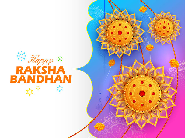 Cartão de saudação com Rakhi decorativo para fundo Raksha Bandhan
 - Vetor, Imagem