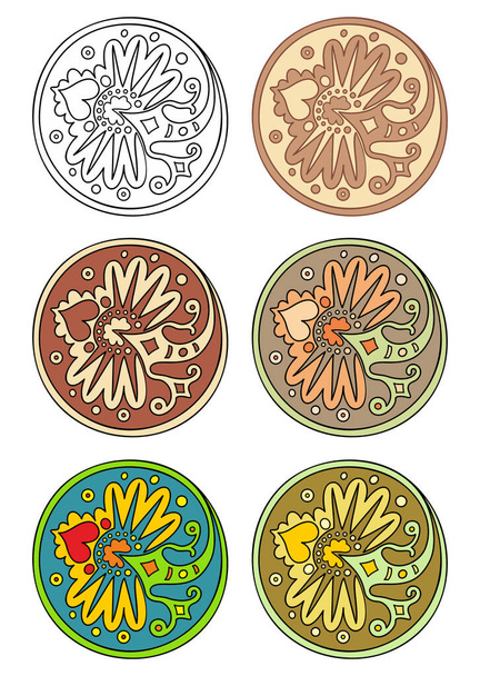 Διάνυσμα σύνολο κύκλων με floral αφηρημένα στοιχεία - Διάνυσμα, εικόνα