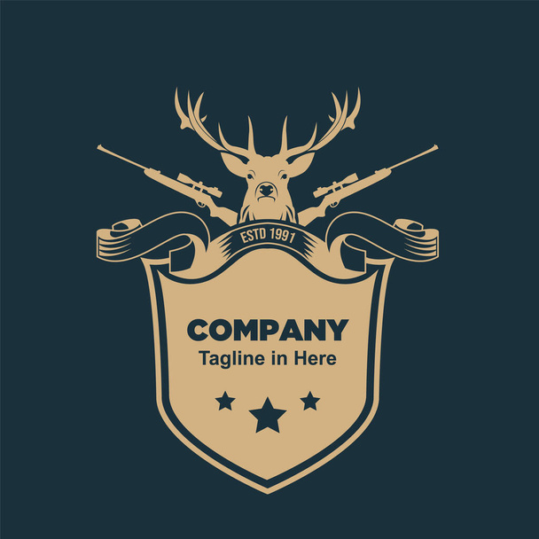 The deer logo with a variety of rifles is suitable for making deer hunting or company hobbyist logos - Vector, Image