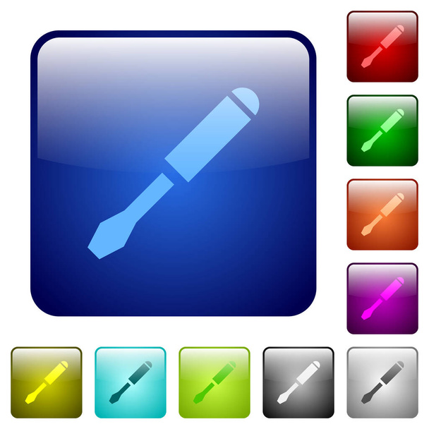 Pojedyncze ikony śrubokrętów w zaokrąglonym kwadratowym kolorze - Wektor, obraz