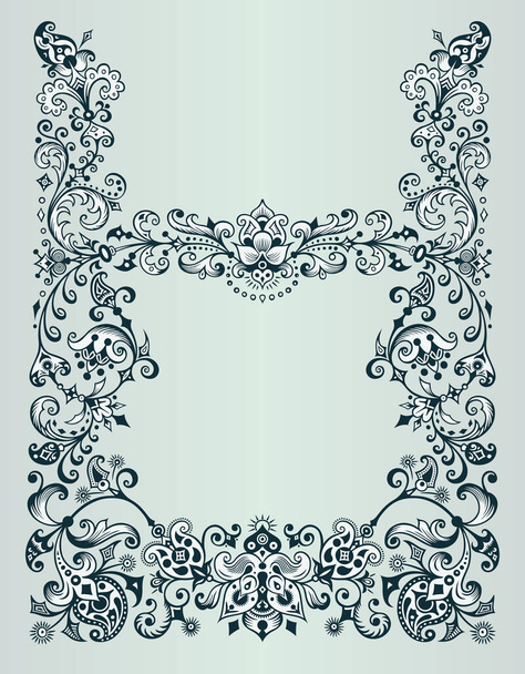 Vector abstract ornamental nature vintage border. Floral decorative colorful illustration - Vector, Image
