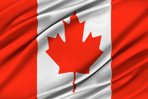 Drapeau canadien coloré agitant le vent. - Photo, image