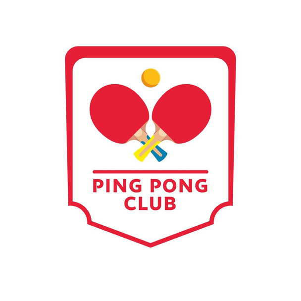 Ping-pong rackets en bal geïsoleerde banner vector illustratie. Tafeltennis embleem, sport club symbool. - Vector, afbeelding