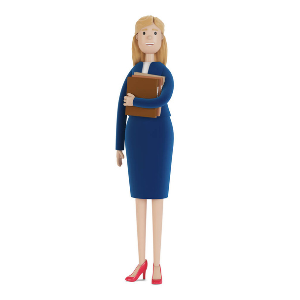 Businesswoman with a bunch of butts. Woman in business clothes, employee of the company. 3d illustration in cartoon style. - Photo, Image