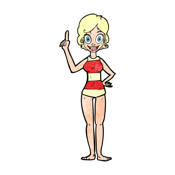 Karikatur Frau im gestreiften Badeanzug - Vektor, Bild