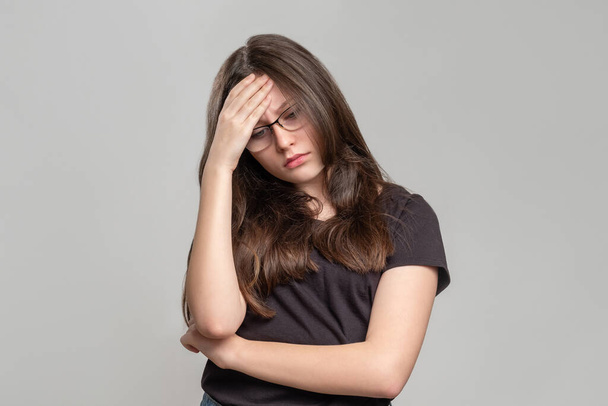 tired woman portrait problem failure headache - Photo, Image
