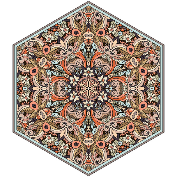 Vektormosaik handgezeichnete Mandala-Oktaeder-Figur - Vektor, Bild
