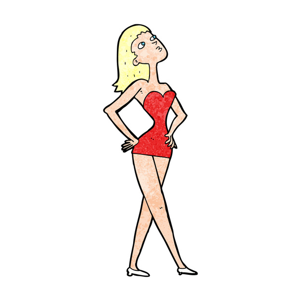 mujer de dibujos animados en vestido de fiesta
 - Vector, Imagen
