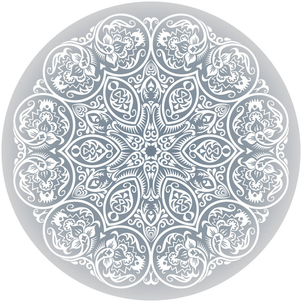 Vector white ethnic round ornamental illustration. - Vector, afbeelding