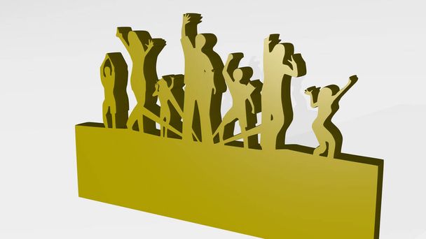 ¡VAMOS A FIESTA! hecho por la ilustración 3D de una escultura metálica brillante con la sombra sobre fondo claro
 - Foto, imagen