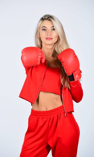 Sport and sportswear fashion. girl in boxing gloves punching. training with coach. fight for success. knockout and energy. Sport success. Boxer girl workout, healthy fitness - Zdjęcie, obraz