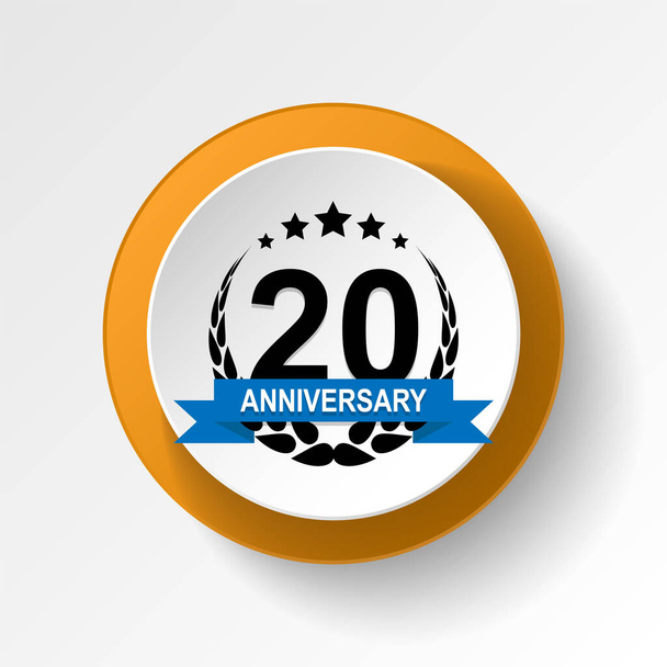Aniversário, 20 anos botão ícone multicolorido. Pode ser usado para web, logotipo, aplicativo móvel, UI, UX no fundo branco
 - Vetor, Imagem