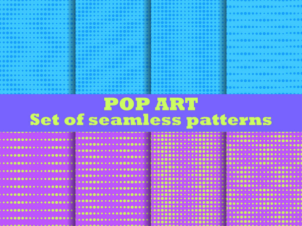 pontilhado, Pop Art set padrão sem costura. Fundo de arte pop dos anos 1960 para itens promocionais, papel de embrulho e impressão. Ilustração vetorial
 - Vetor, Imagem