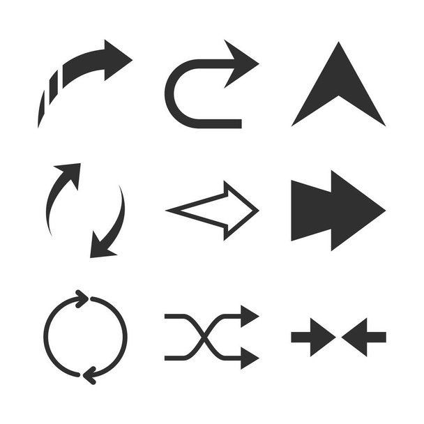 arrows direction guide cursor web navigation icons set silhouette style - Vettoriali, immagini
