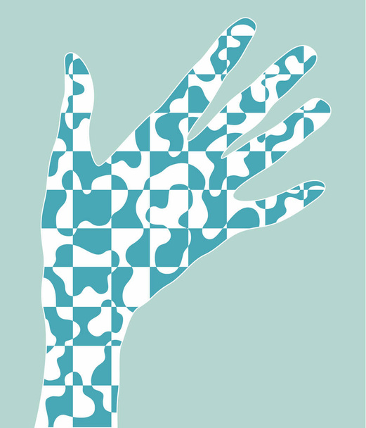 Иллюстрация руки с клетчатым рисунком внутри
 - Вектор,изображение