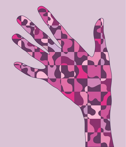 Εικονογράφηση του χεριού με καρό μοτίβο μέσα - Διάνυσμα, εικόνα
