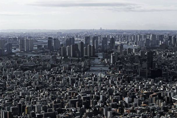Τοπίο της περιοχής του κόλπου του Τόκιο όπως φαίνεται από το παρατηρητήριο του Tokyo Sky Tree - Φωτογραφία, εικόνα