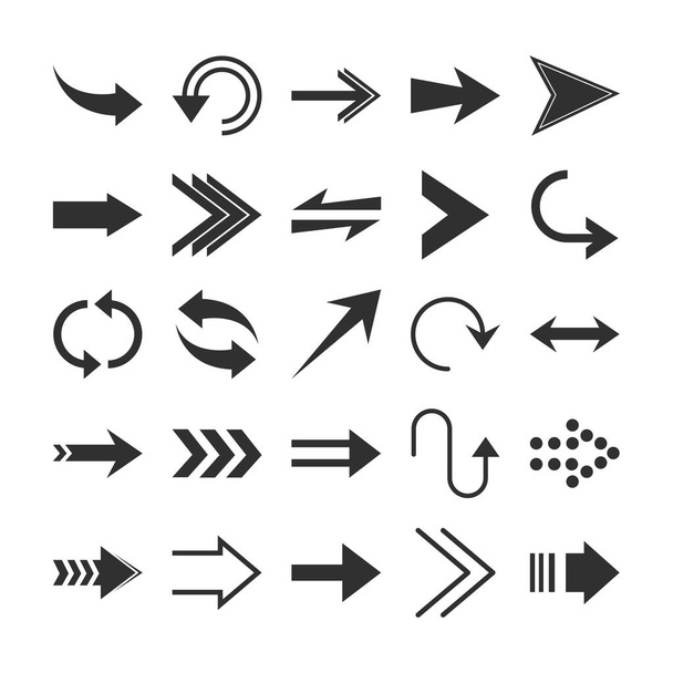 arrows direction guide cursor web navigation icons set silhouette style - ベクター画像